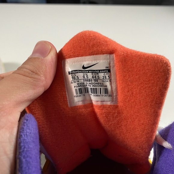 329984-100 Nike Air Flight Lite High White/Metallic Silver-Hyper Grape mens 10.5 - Picture 5 of 8